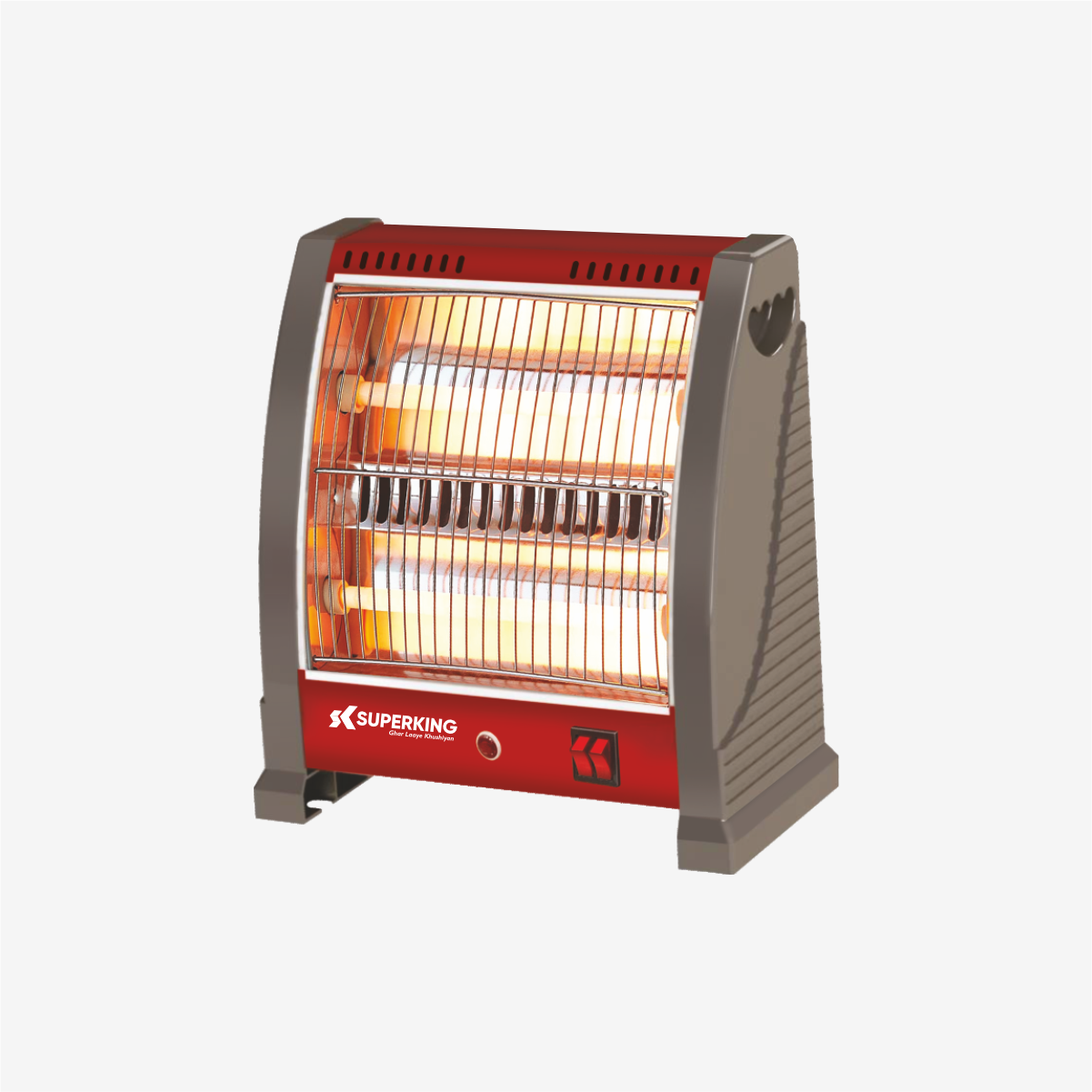 Superking Blaze 2 Rod 2000 Watt Halogen Room Heater With ISI Approved (White & Gray)